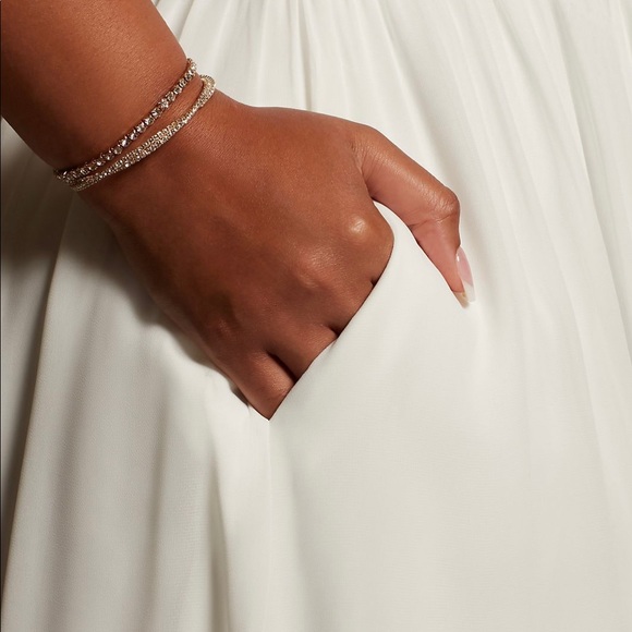 Lace Illusion Back Chiffon Tall Plus Wedding Dress by David’s Bridal - Picture 3 of 10